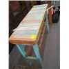 Image 2 : COLORFUL WOOD PAINTED TABLE WITH WINE RACK BASE