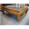 Image 2 : LG. SQUARE WOODEN COFFEE TABLE WITH GLASS TOP