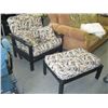 Image 2 : FUTON CHAIR & FOOTSTOOL WITH WINE BOTTLE THEME UPHOLSTERY