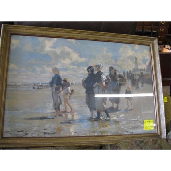 JOHN S. SARGEANT FRAMED PRINT OF LADIES ON THE BEACH