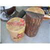 Image 2 : 2 PAINTED LOG STOOLS