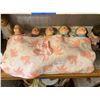 Image 1 : Dionne Quintuplets - 5 Large Quintuplets, White Bed, Bunny Esmond Blanket