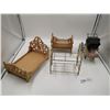 Image 1 : Miniature Dollhouse Beds, Crib, and Stroller