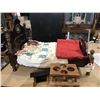 Image 1 : Wooden Bed W/ Bedding Miniature Picnic Table W/Multipurpose Holders Doll House  Fire Place ,Stool