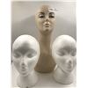 Image 1 : 2 x Styrofoam Head and 1 Plastic Mannequin Head