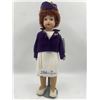 Image 1 : Royal Purple 14" Porcelain Doll "Jane" with Lapel Pins and Hat