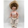 Image 1 : 18" Girl Doll with Porcelain Head with Straw Hat