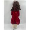 Image 2 : Leather and Porcelain 20" Girl Doll in Red Velvet Dress