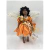 Image 1 : Traditions Doll Collection 12" Porcelain Fairy Girl Doll in Orange Dress with Stand