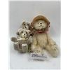 Image 1 : 8" White German Mohair Bear with Hat, and 2 x Lace Potpourri Bears
