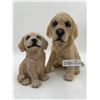 Image 1 : 2 x Ceramic Golden Lab Dogs, 7" and 11"