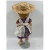 Image 2 : 14" Girl Doll in Straw Hat with Stand, Face is Cracked