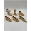 Image 1 : 6 x Gold-Painted Miniature Shoes, Different Styles