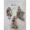 Mermaid Ornament, Victorian Lady Ornament, and Girl with Bear Ornament