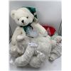 Image 1 : 2 x White Teddy Bears And Assorted Doll Linen