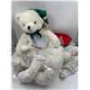 Image 2 : 2 x White Teddy Bears And Assorted Doll Linen