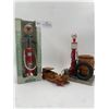 Image 1 : Miniature Gas Pump Decorative Pieces and Wood Car