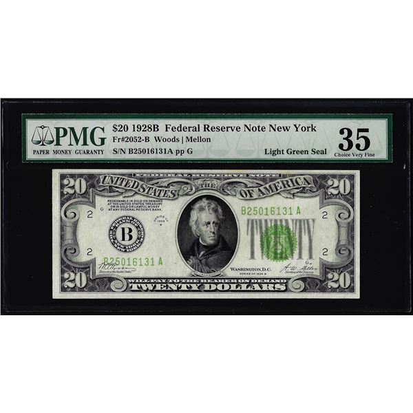 1928B $20 Federal Reserve Note New York Fr.2052-B PMG Choice Very Fine 35 LGS