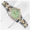 Image 3 : Rolex Ladies Two Tone Green Diamond Datejust Wristwatch