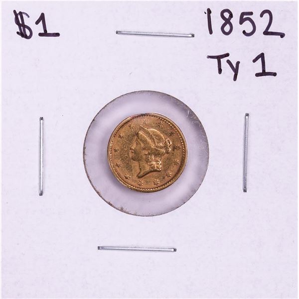 1852 Type 1 $1 Liberty Head Gold Dollar Coin Solder Mark