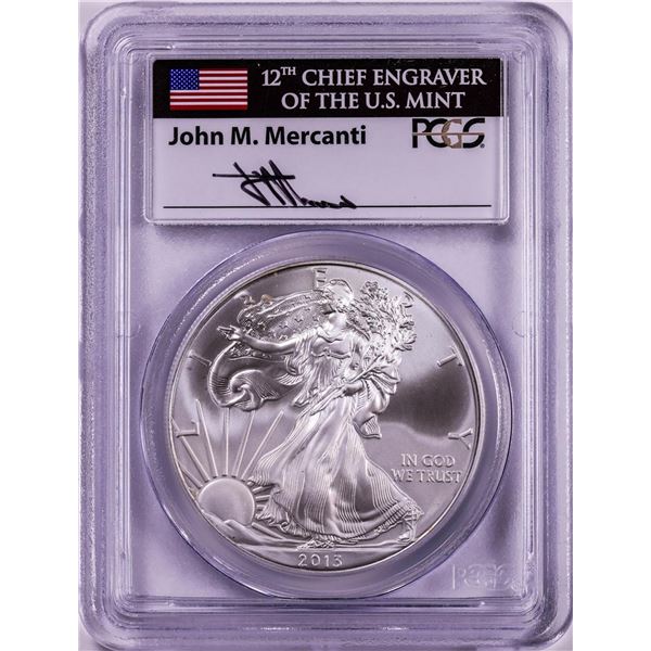2013 $1 American Silver Eagle Coin PCGS MS69 First Strike Mercanti Signature