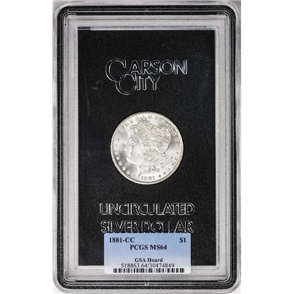 1881-CC $1 Morgan Silver Dollar Coin GSA Hoard Uncirculated PCGS MS64