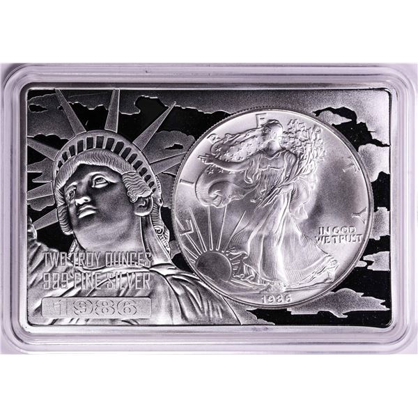 1986 $1 American Silver Eagle Coin & 2oz Silver Bar Set