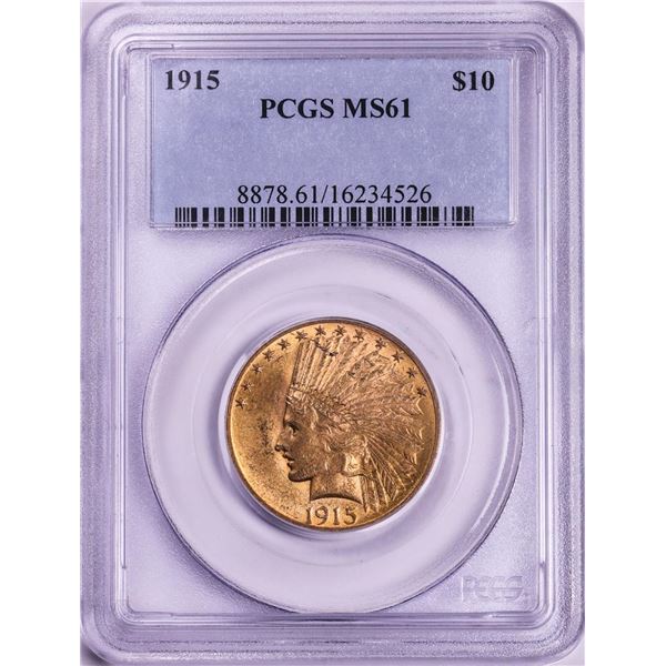 1915 $10 Indian Head Eagle Gold Coin PCGS MS61