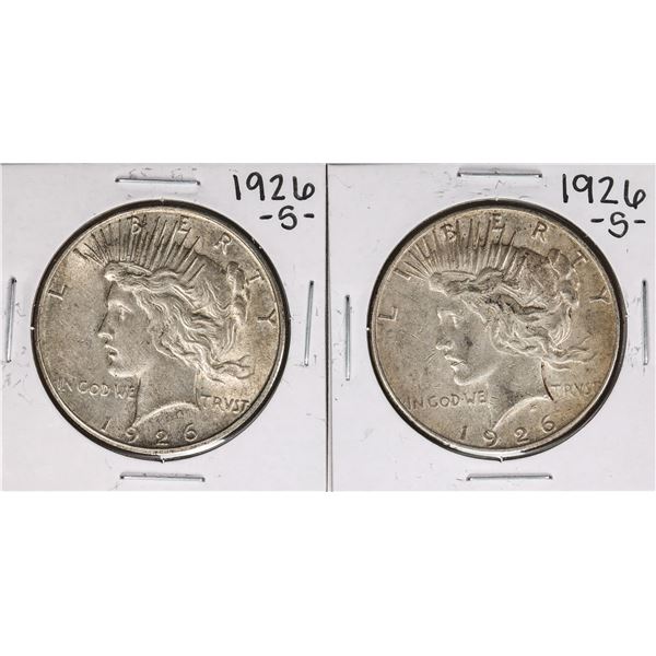 Lot of (2) 1926-S $1 Peace Silver Dollar Coins
