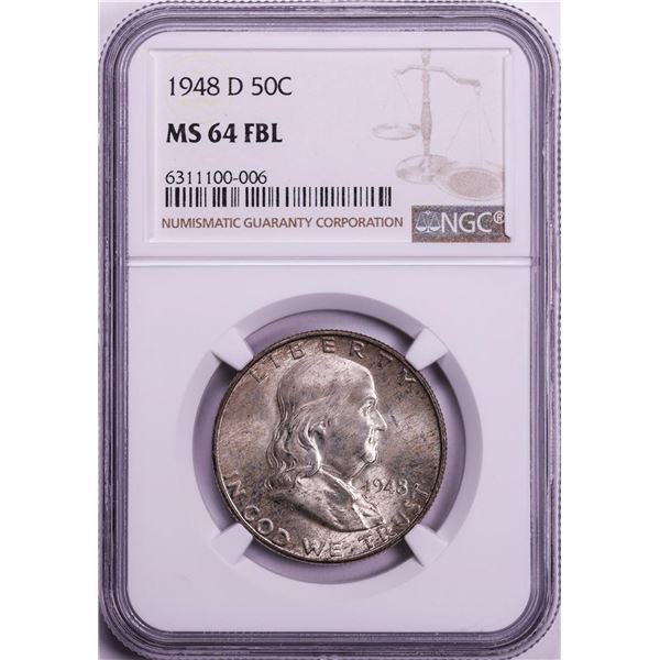1948-D Franklin Half Dollar Coin NGC MS64FBL