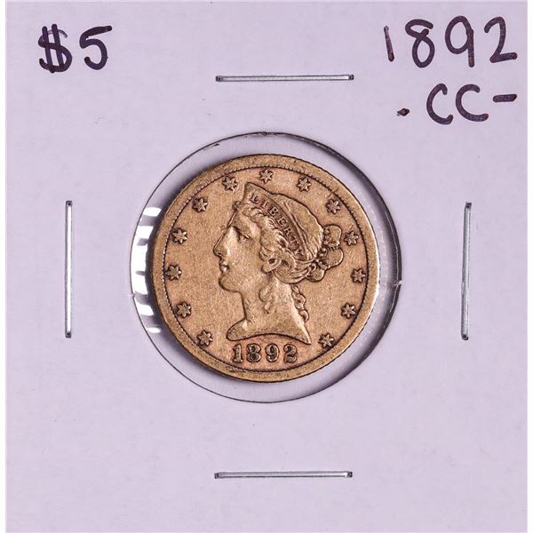1892-CC $5 Liberty Head Half Eagle Gold Coin