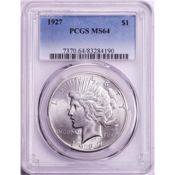 1927 $1 Peace Silver Dollar Coin PCGS MS64