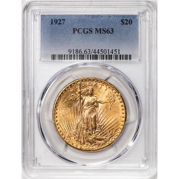 1927 $20 St. Gaudens Double Eagle Gold Coin PCGS MS63