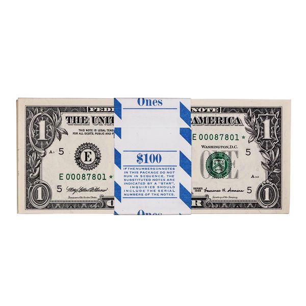 Pack of (100) Consecutive 1999 $1 Federal Reserve STAR Notes Richmond