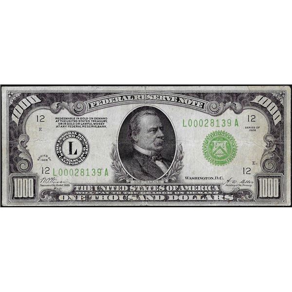 1928 $1,000 Federal Reserve Note San Francisco