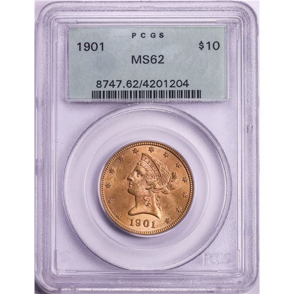 1901 $10 Liberty Head Eagle Gold Coin PCGS MS62 Old Green Holder