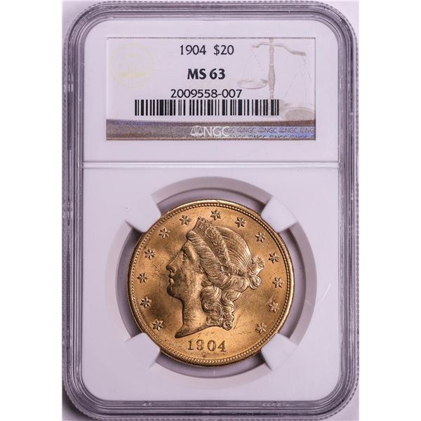1904 $20 Liberty Head Double Eagle Gold Coin NGC MS63