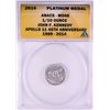 Image 1 : 2014 Proof 1/10 oz Platinum JFK Apollo 11 Anniversary Medal ANACS MS68