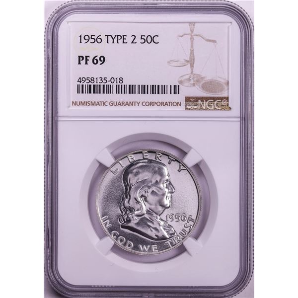 1956 Type 2 Proof Franklin Half Dollar Coin NGC PF69