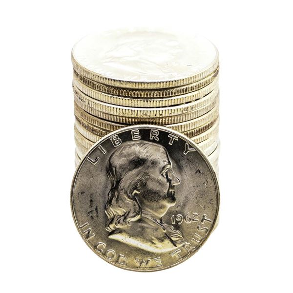 Roll of (20) Brilliant Uncirculated 1962 Franklin Half Dollar Coins