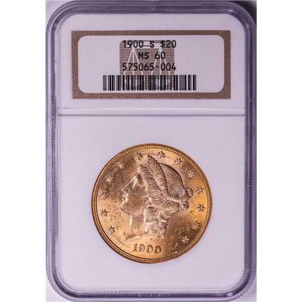 1900-S $20 Liberty Head Double Eagle Gold Coin NGC MS60