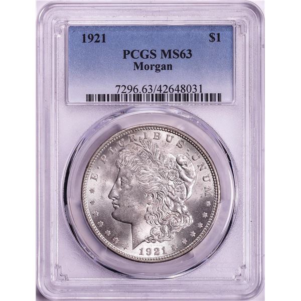 1921 $1 Morgan Silver Dollar Coin PCGS MS63