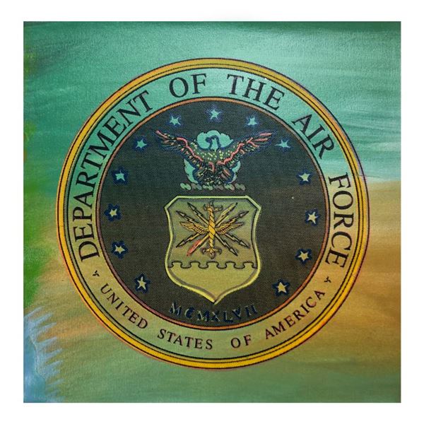 Steve Kaufman (1960-2010) "United States Air Force Seal" Original Mixed Media On Canvas