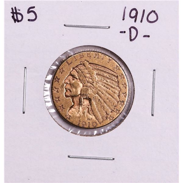 1910-D $5 Indian Head Half Eagle Gold Coin
