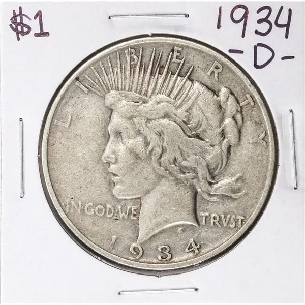1934-D $1 Peace Silver Dollar Coin