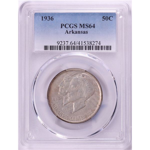 1936 Arkansas Centennial Commemorative Half Dollar Coin PCGS MS64