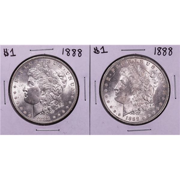 Lot of (2) 1888 $1 Morgan Silver Dollar Coins