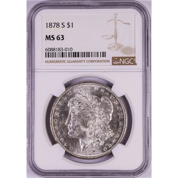 1878-S $1 Morgan Silver Dollar Coin NGC MS63
