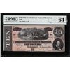 Image 1 : 1864 $10 Confederate States of America Note T-68 PMG Choice Uncirculated 64EPQ