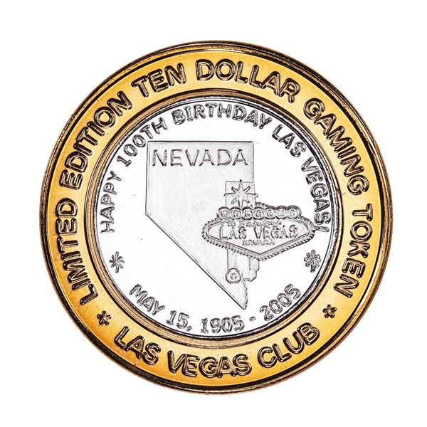 .999 Silver Las Vegas Club $10 Limited Edition Casino Gaming Token